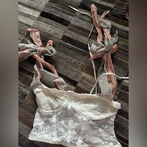 SHEIN Lace Bralette with Ribbon Straps